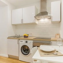 Witte keuken met houten aanrecht: 60 moderne foto's en ontwerpopties-14