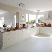 Witte keuken met een houten aanrecht: 60 moderne foto's en ontwerpopties-11