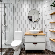 Piastrelle bianche in bagno: design, forme, combinazioni di colori, opzioni di posizione, colore della malta-5