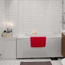 Witte tegels in de badkamer: ontwerp, vormen, kleurencombinaties, locatie-opties, voegkleur-4