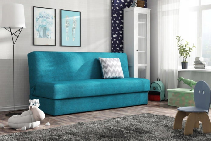 turkio spalvos sofa vaikų darželio interjere