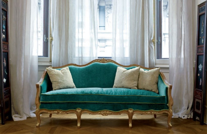 turkio spalvos klasikinio stiliaus sofa