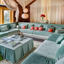 Turkio spalvos sofa interjere: tipai, apmušalų medžiagos, spalvų atspalviai, formos, dizainas, deriniai-7