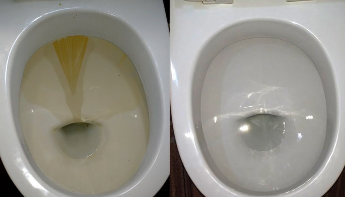 WC prije i poslije čišćenja Domestosom