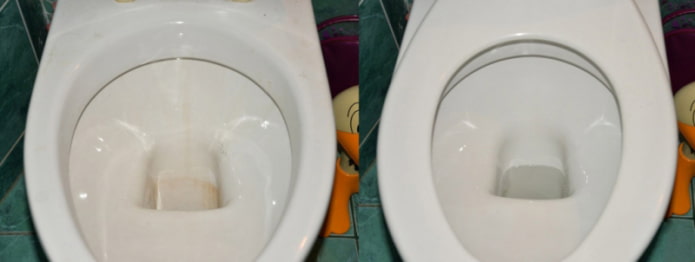 WC prije i poslije čišćenja limunskom kiselinom i octom