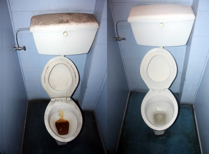 WC prije i poslije čišćenja elektrolitom