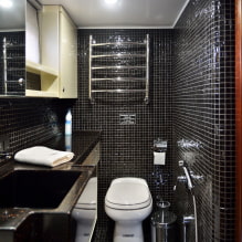 Piastrelle nere in bagno: design, esempi di layout, combinazioni, foto all'interno-7