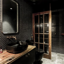 Piastrelle nere in bagno: design, esempi di layout, combinazioni, foto all'interno-6