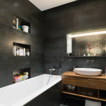 Fekete fürdőszoba: fotók és tervezési-tervezési titkok-1