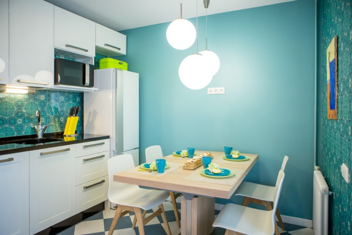 キッチンの壁の色：選択のヒント、最も人気のある色、セットとの組み合わせ