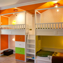 Kinderkamer voor drie kinderen: zonering, advies over de indeling, de keuze van meubels, verlichting en inrichting-8