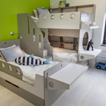Kinderkamer voor drie kinderen: zonering, advies over de indeling, de keuze van meubels, verlichting en inrichting-4