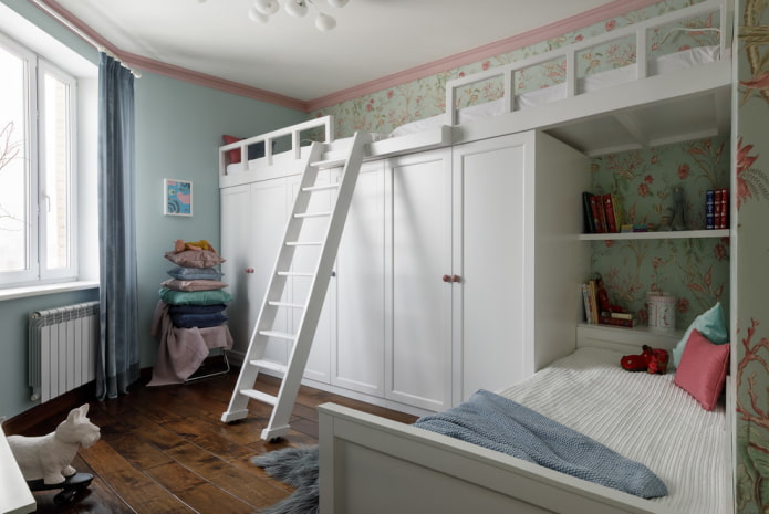 opstelling van een slaapkamer voor drie kinderen