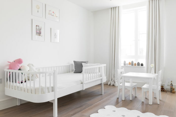 Camera dei bambini in bianco: combinazioni, scelta di stile, decorazione, mobili e decorazioni