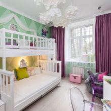 Vaikų dviaukštės lovos: nuotraukos interjere, tipai, medžiagos, formos, spalvos, dizainas-4