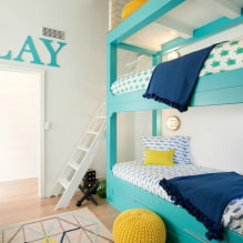 Vaikų dviaukštės lovos: nuotraukos interjere, tipai, medžiagos, formos, spalvos, dizainas-0