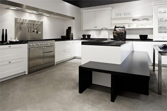 fekete -fehér konyha modern stílusban