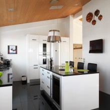 Fehér konyha kialakítása fekete munkalappal: 80 legjobb ötlet, fénykép a belső térben-20