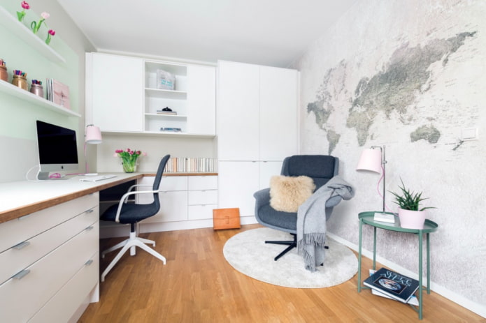 studijos interjeras skandinaviško stiliaus