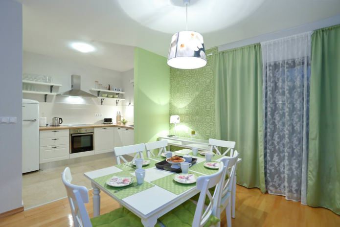 groen behang in keukenontwerp