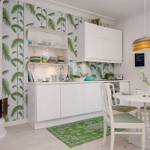 Keukenontwerp met groen behang: 55 moderne foto's in het interieur-9