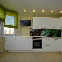 Design della cucina con carta da parati verde: 55 foto moderne all'interno-2