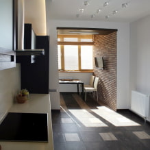 A konyha kialakítása erkéllyel kombinálva: fotó a belső térben, ötletek az elrendezéshez-8