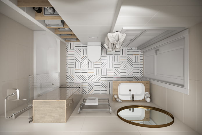 עיצוב חדר אמבטיה בפנים של דירה בת 45 ריבועים