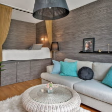 עיצוב דירת חדר אחד עם נישה: צילום, פריסה, סידור רהיטים -5