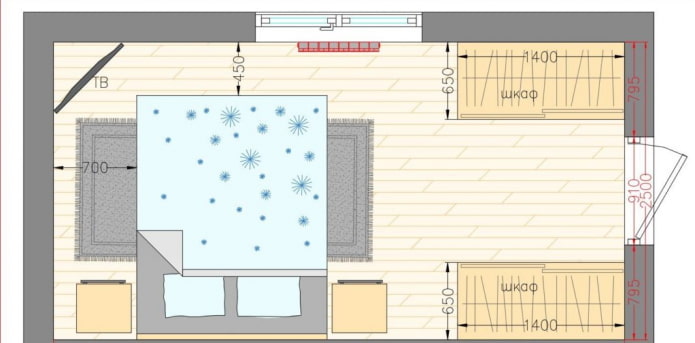 slaapkamerindeling 17 m² m.