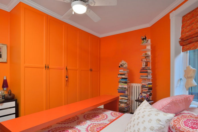φωτεινά πορτοκαλί ντουλάπια