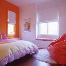 עיצוב חדר שינה בגוונים כתומים: תכונות עיצוב, שילובים, תמונה -1