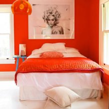 Σχεδιασμός κρεβατοκάμαρας σε πορτοκαλί τόνους: σχεδιαστικά χαρακτηριστικά, συνδυασμοί, φωτογραφία-2
