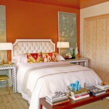 Σχεδιασμός κρεβατοκάμαρας σε πορτοκαλί τόνους: χαρακτηριστικά σχεδιασμού, συνδυασμοί, φωτογραφία-5