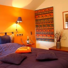Σχεδιασμός κρεβατοκάμαρας σε πορτοκαλί τόνους: σχεδιαστικά χαρακτηριστικά, συνδυασμοί, φωτογραφία-7
