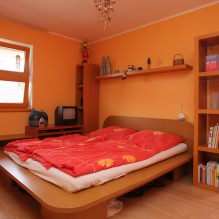 Miegamojo dizainas oranžiniais tonais: dizaino ypatybės, deriniai, nuotrauka-11