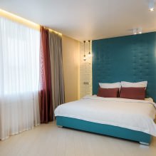 Σχεδιασμός τοίχου στο υπνοδωμάτιο: επιλογή χρωμάτων, επιλογές φινιρίσματος, 130 φωτογραφίες στο εσωτερικό-19
