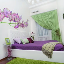 Σχεδιασμός τοίχου στο υπνοδωμάτιο: επιλογή χρωμάτων, επιλογές φινιρίσματος, 130 φωτογραφίες στο εσωτερικό-17
