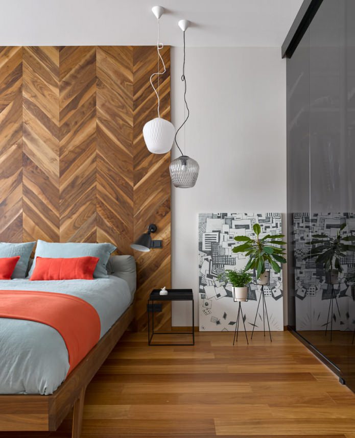 Υπνοδωμάτιο με ξύλινο τοίχο