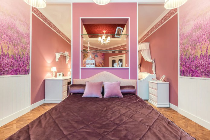 ροζ τοίχοι στο υπνοδωμάτιο