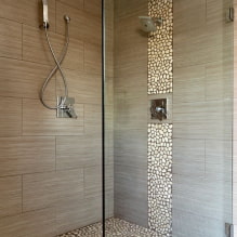 חדר מקלחת מאריחים: סוגים, אפשרויות להנחת אריחים, עיצוב, צבע, צילום בפנים חדר האמבטיה -7