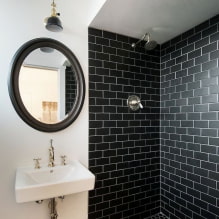 חדר מקלחת מאריחים: סוגים, אפשרויות להנחת אריחים, עיצוב, צבע, צילום בפנים חדר האמבטיה -4