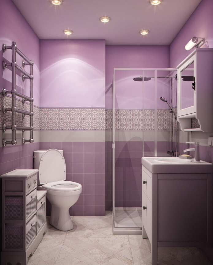 συνδυασμένο μπάνιο με πλακάκια στους τοίχους