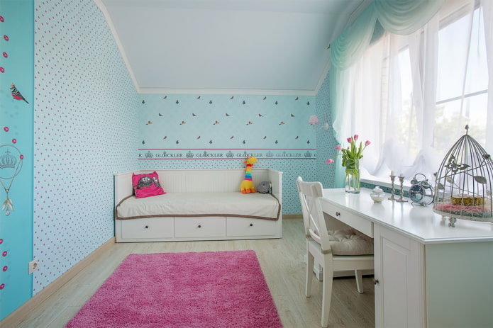μπλε παιδικό δωμάτιο σε στιλ Προβηγκίας