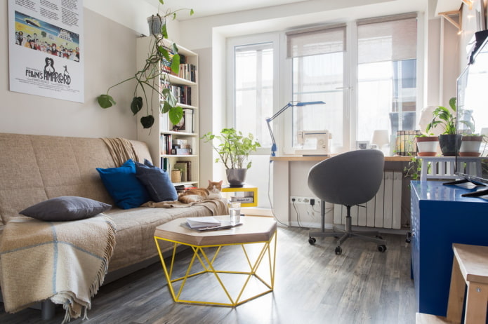 meubels in het interieur van een kleine woonkamer