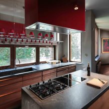 Εσωτερικό κουζίνας με σκούρο πάγκο: χαρακτηριστικά, υλικά, συνδυασμοί, 75 φωτογραφίες-28