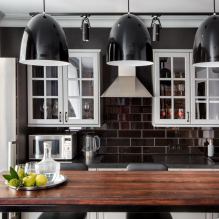 Εσωτερικό κουζίνας με σκούρο πάγκο: χαρακτηριστικά, υλικά, συνδυασμοί, 75 φωτογραφίες-27