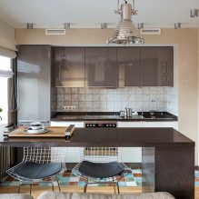 Εσωτερικό κουζίνας με σκούρο πάγκο: χαρακτηριστικά, υλικά, συνδυασμοί, 75 φωτογραφίες-4
