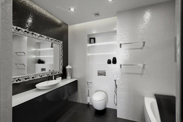 Crno -bijeli interijer kupaonice