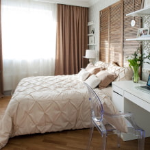 Testiera per camera da letto: foto all'interno, tipi, materiali, colori, forme, decorazioni -3